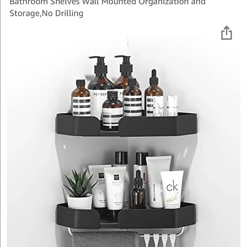 Corner shower wall shelf