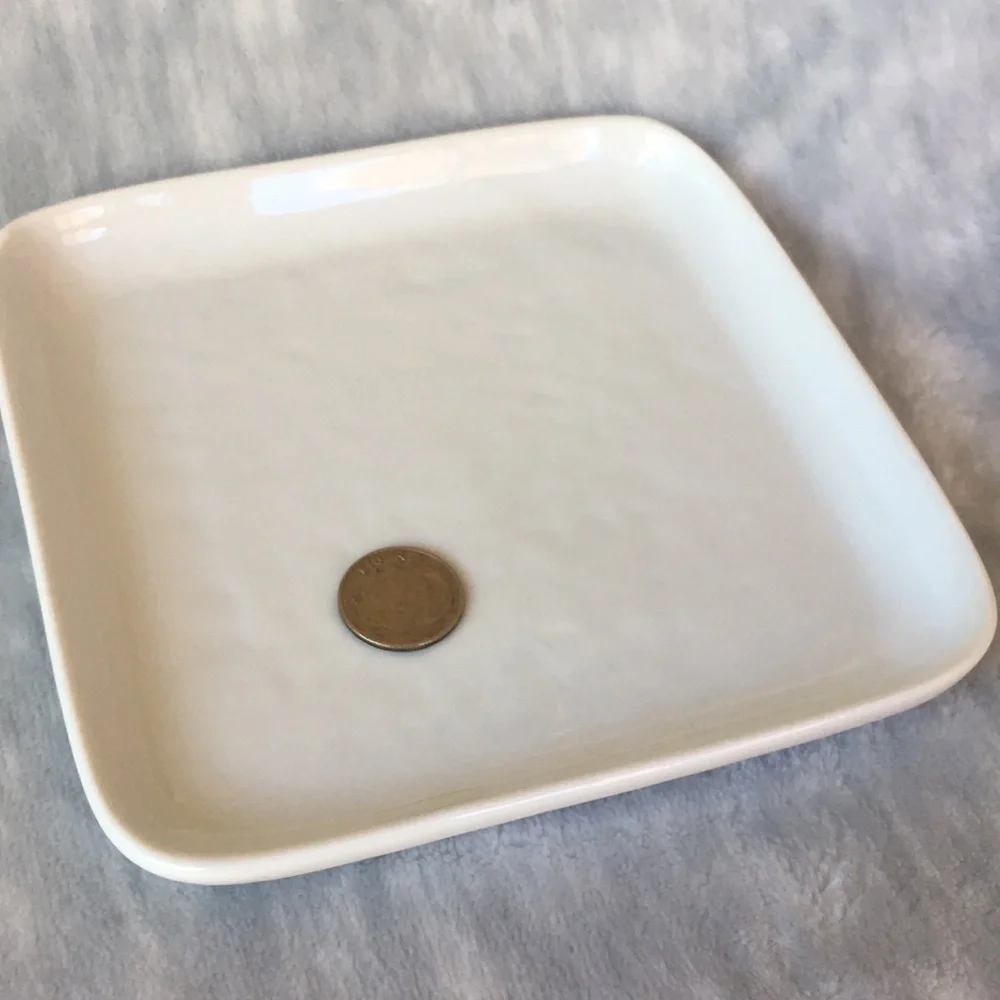 Crate & Barrel Square White Ceramic Soap or Trinkey Dish NWT5”x5”dishwasher safe