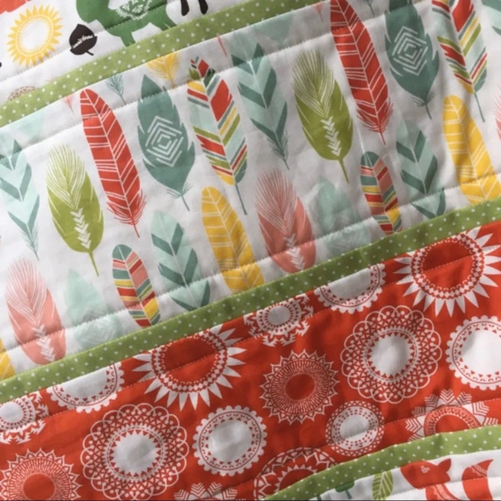 Handmade Quilt Woodland Nursery Fall Woodland Rustic Deer Orange Green