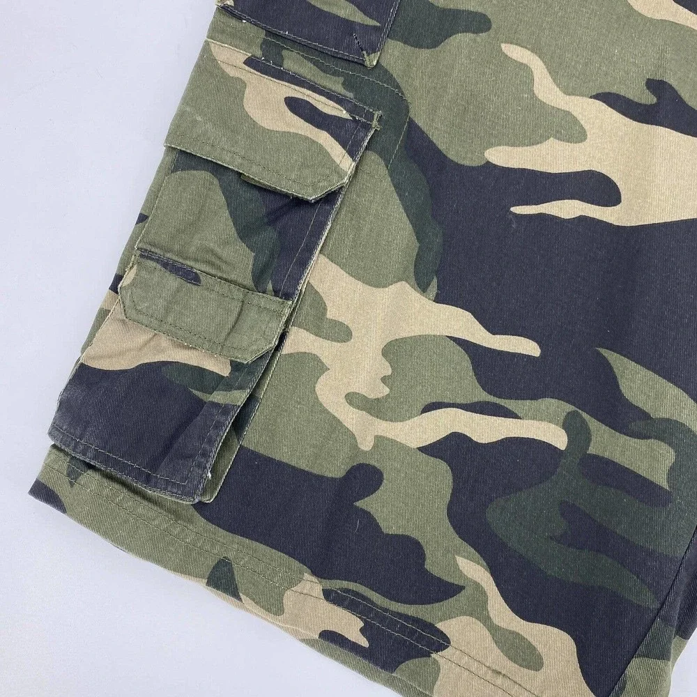 Boulder Creek Trading Co Side Elastic Cargo Shorts Green Camo Sz 42 Tall