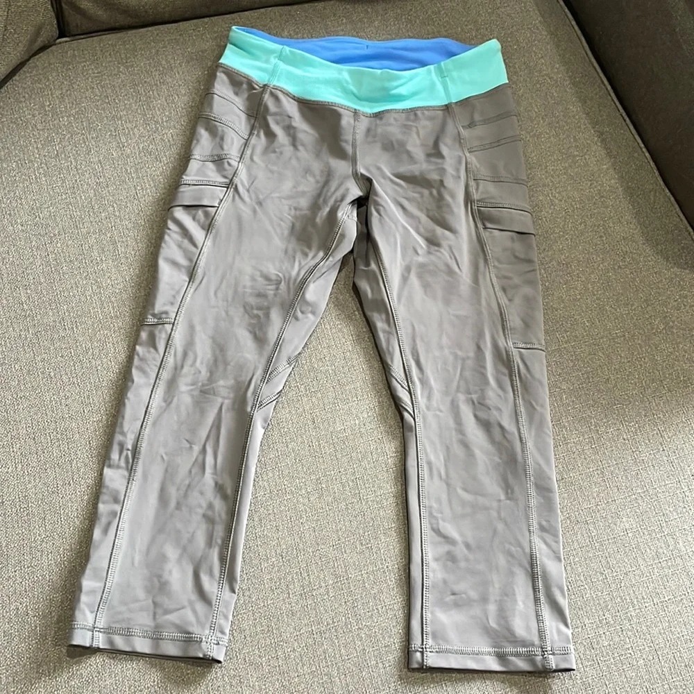 Ivivva Gray and Turquoise trim Crops 12