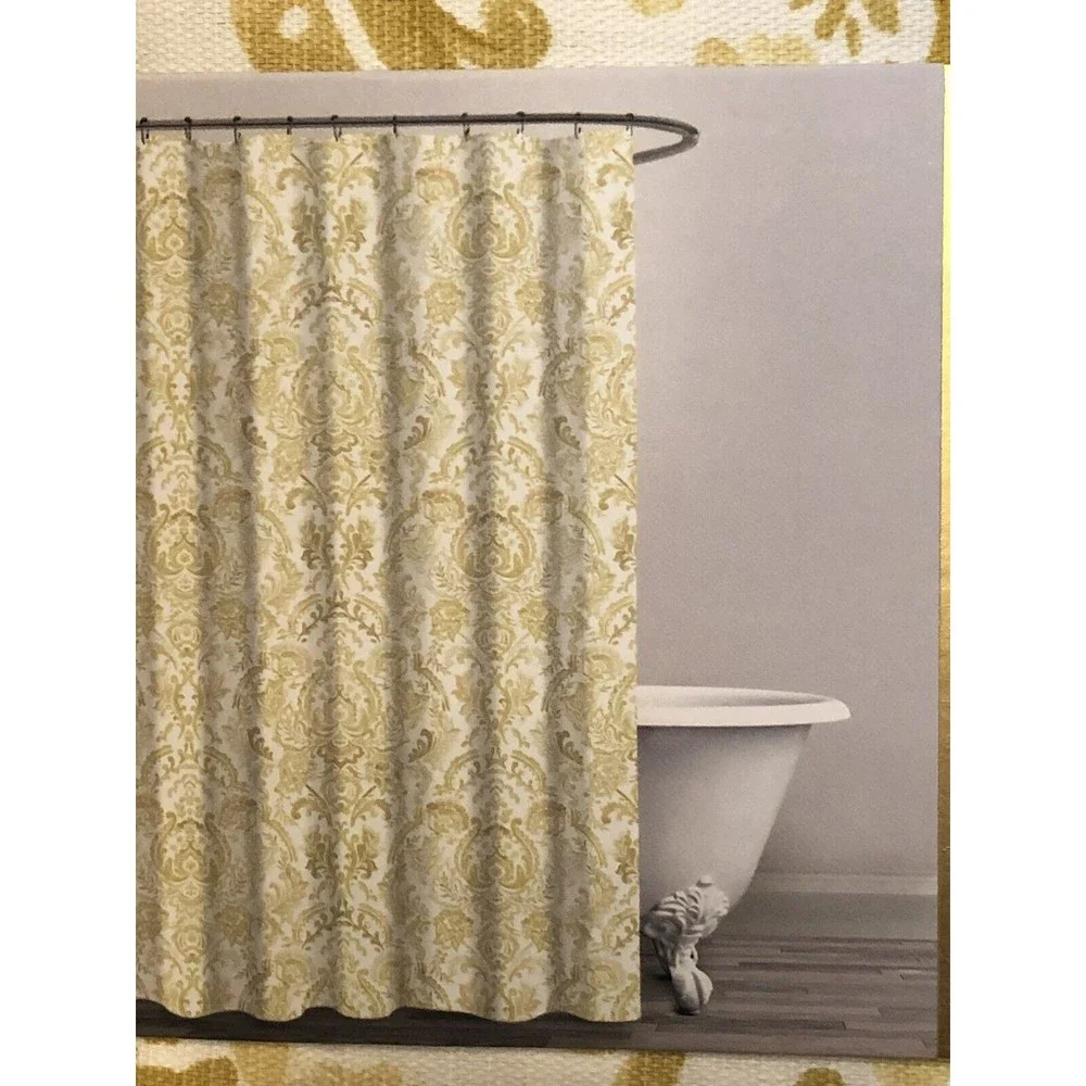 New Envogue Designer Shower Curtain Paisley Medallion Pattern Yellow