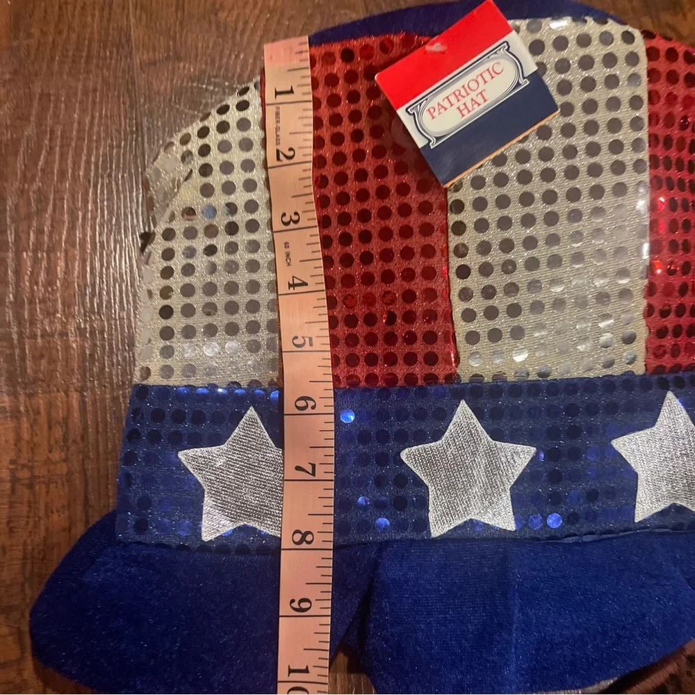 Patriotic Flag Bucket Hat Stars Stripes Sequin Red White Blue 10