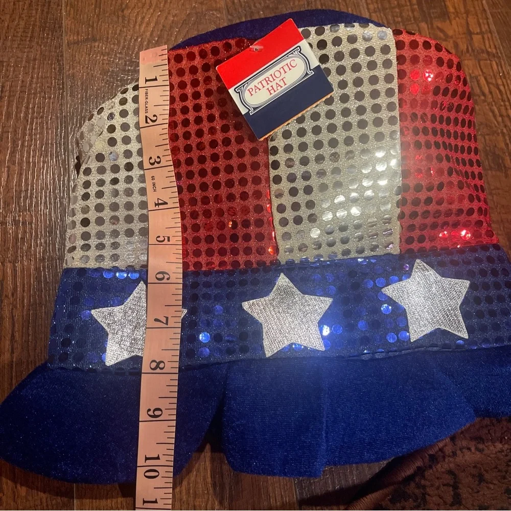 Patriotic Flag Bucket Hat Stars Stripes Sequin Red White Blue 10