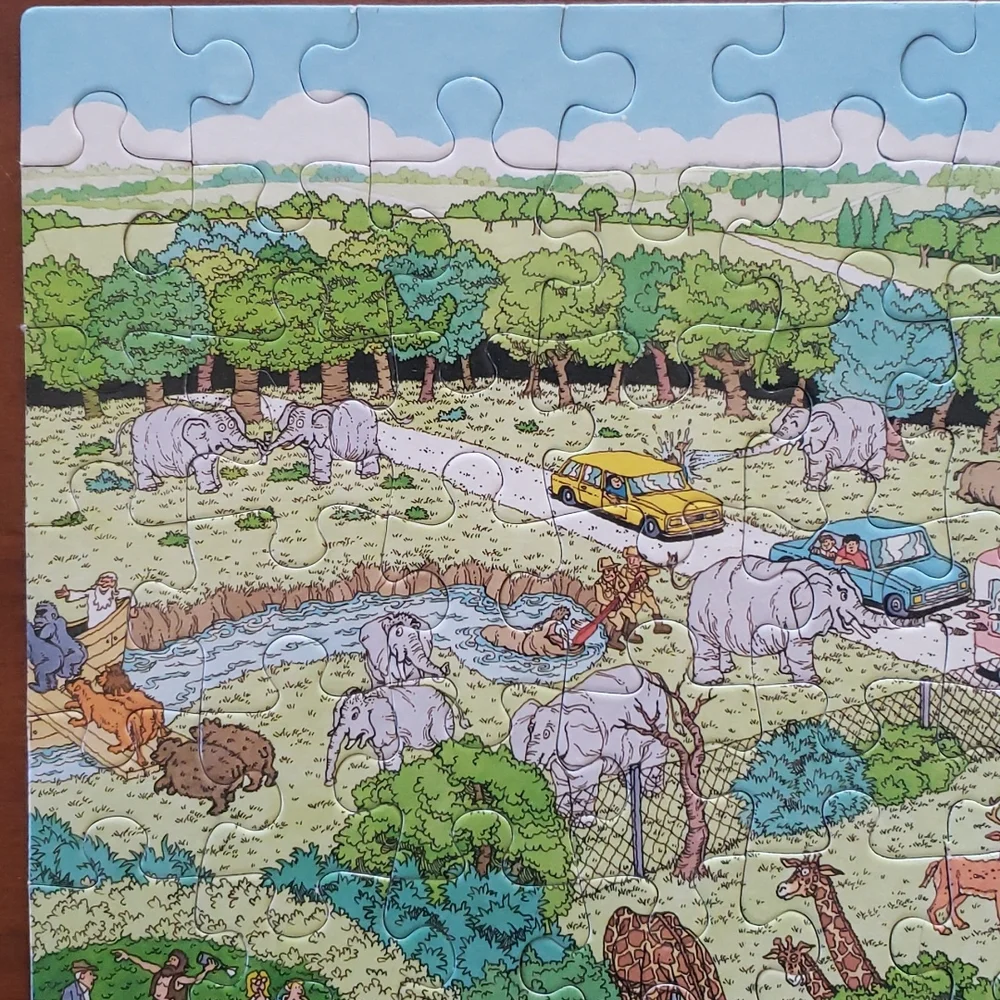 Vintage 80s Children's Where's Waldo Jigsaw Puzzle Safari Park 100 Pieces