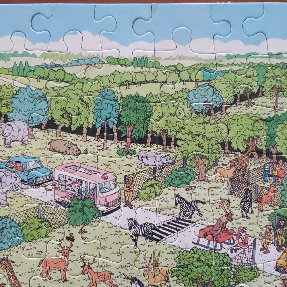 Vintage 80s Children's Where's Waldo Jigsaw Puzzle Safari Park 100 Pieces