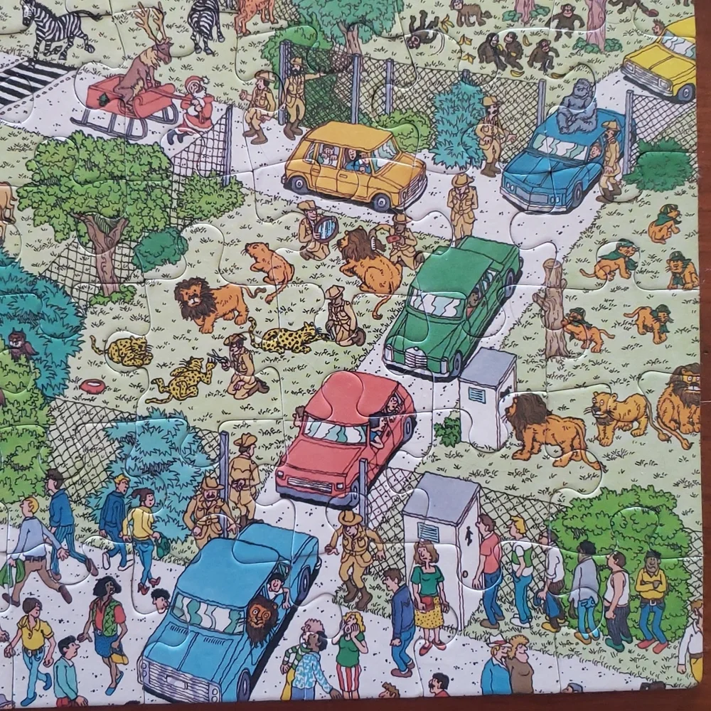 Vintage 80s Children's Where's Waldo Jigsaw Puzzle Safari Park 100 Pieces