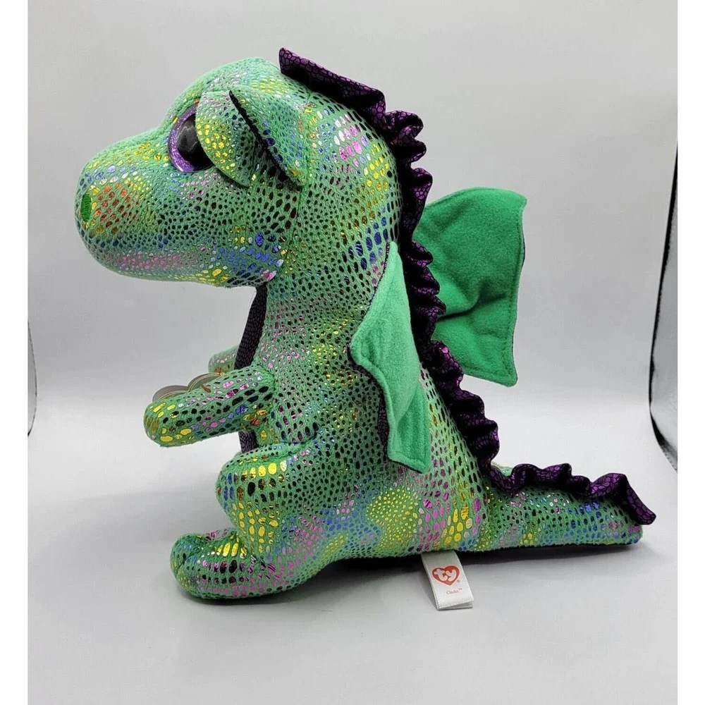 Ty Beanie Boo Cinder Green Iridescent Metallic Dragon 9