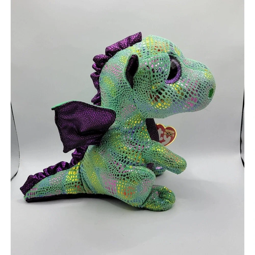 Ty Beanie Boo Cinder Green Iridescent Metallic Dragon 9