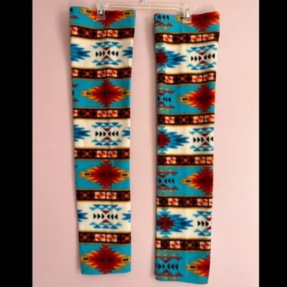 Tribal Aztec Fleece Thigh High Leg Warmers And Panty Set Warm Festival Clubwear