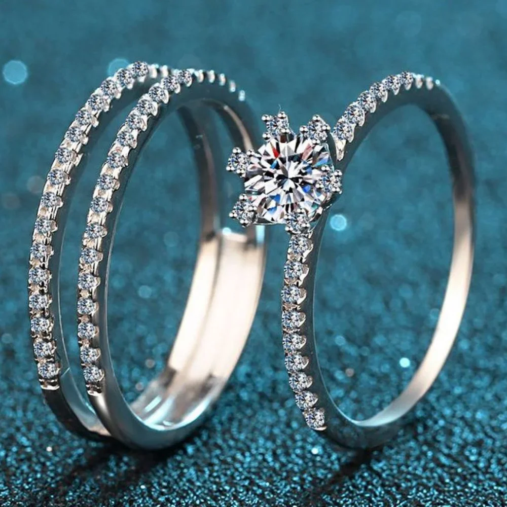 Certified 1ct. t.w.  Moissanite Diamond Engagement Ring Set NEW