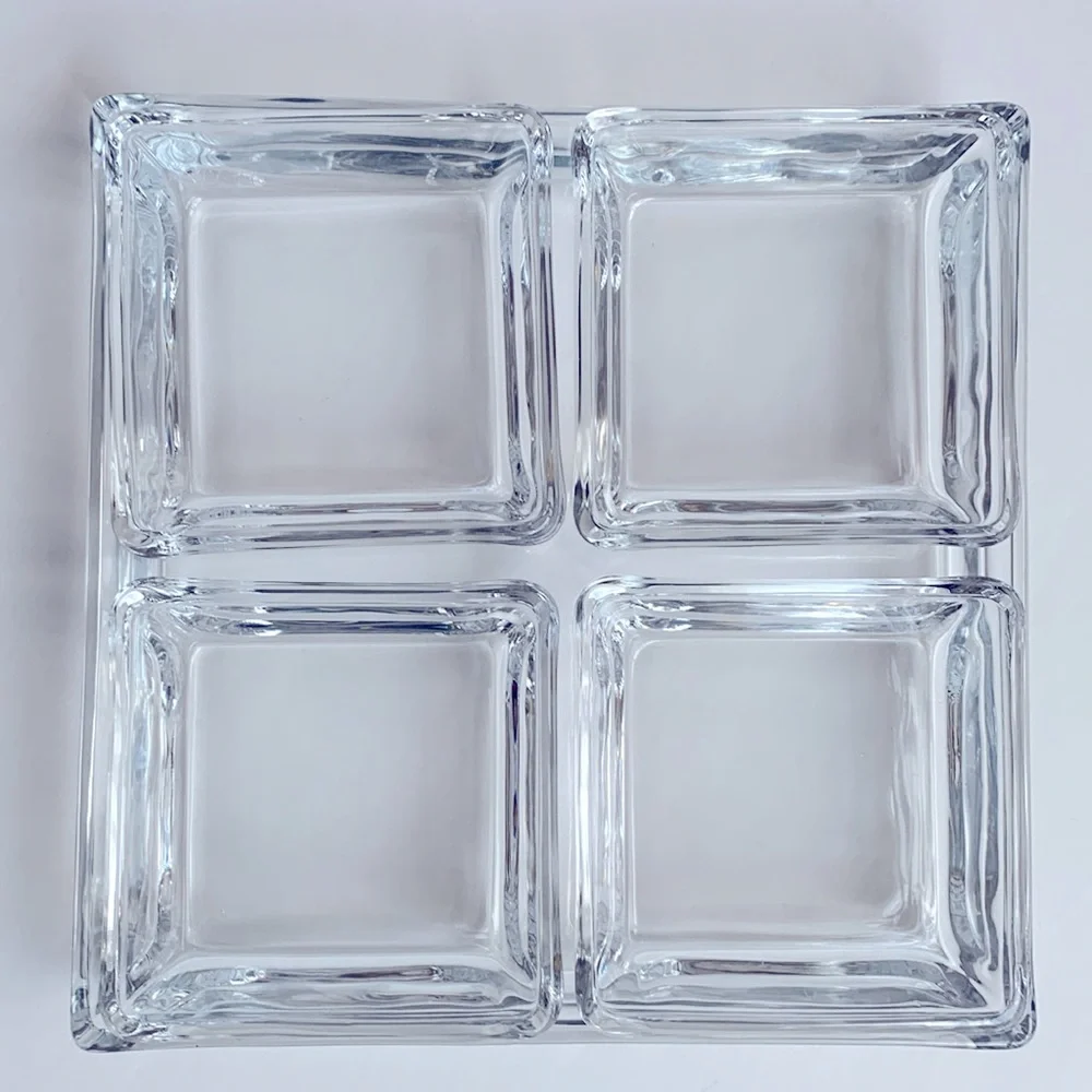 CRATE & BARREL Serve-ware Glass Platter Set of 5 for Entertaining