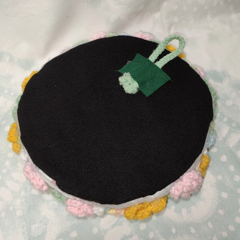 Handmade Round Crochet Floral Framed Mirror Wall Decor