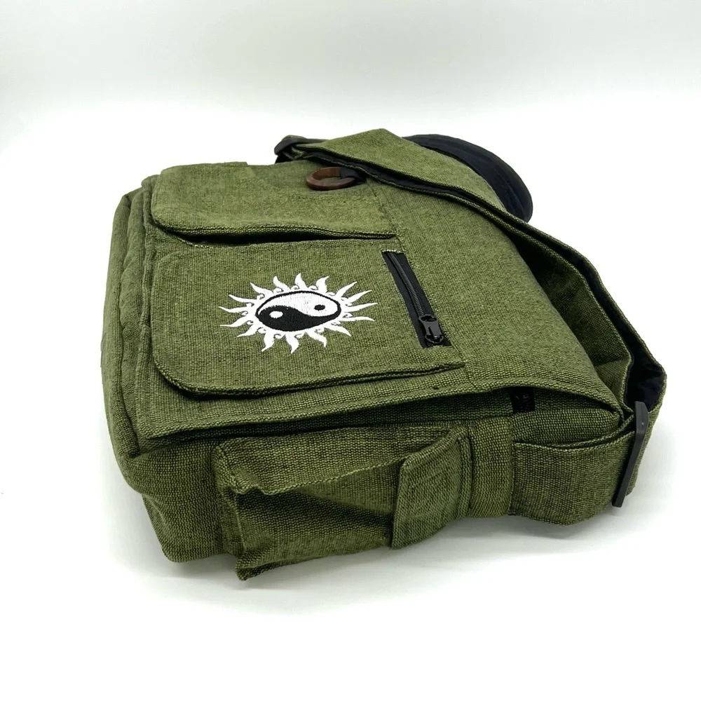 Yin Yang Embroidered Laptop Messenger Bag