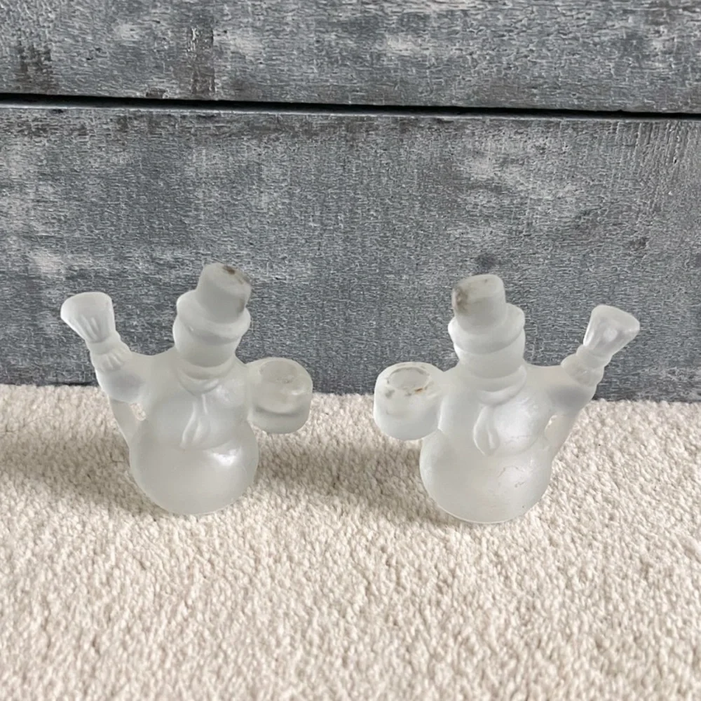 Williams Sonoma Snowman Tiny Taper Candle Holders