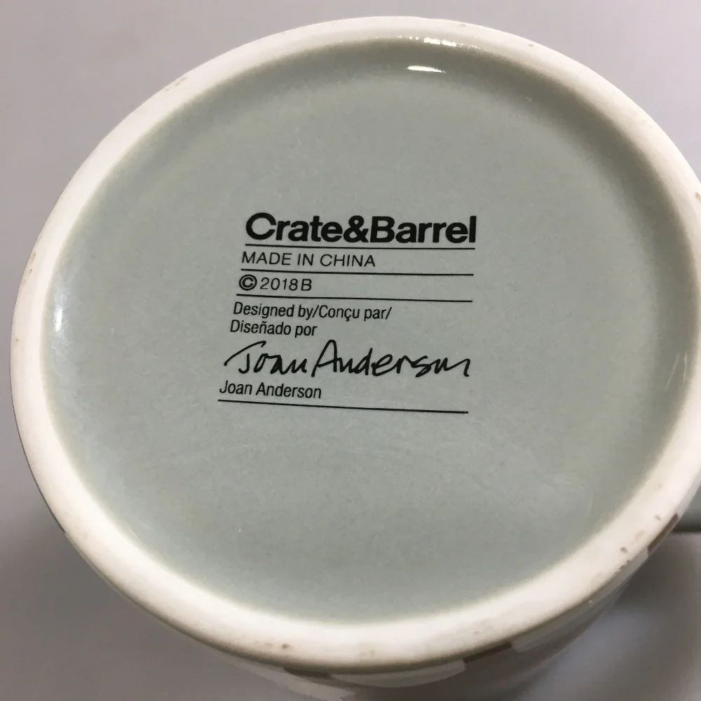 Crate & Barrel Joan Anderson Holiday Critters Mug 12 oz