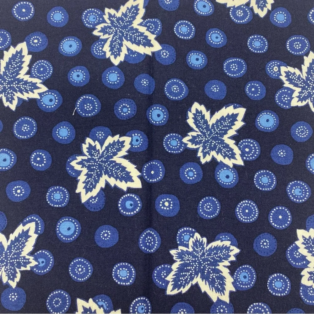 Vintage Vera Bradley Blue Coin Leaf Print Fabric Napkins Set of 4 New
