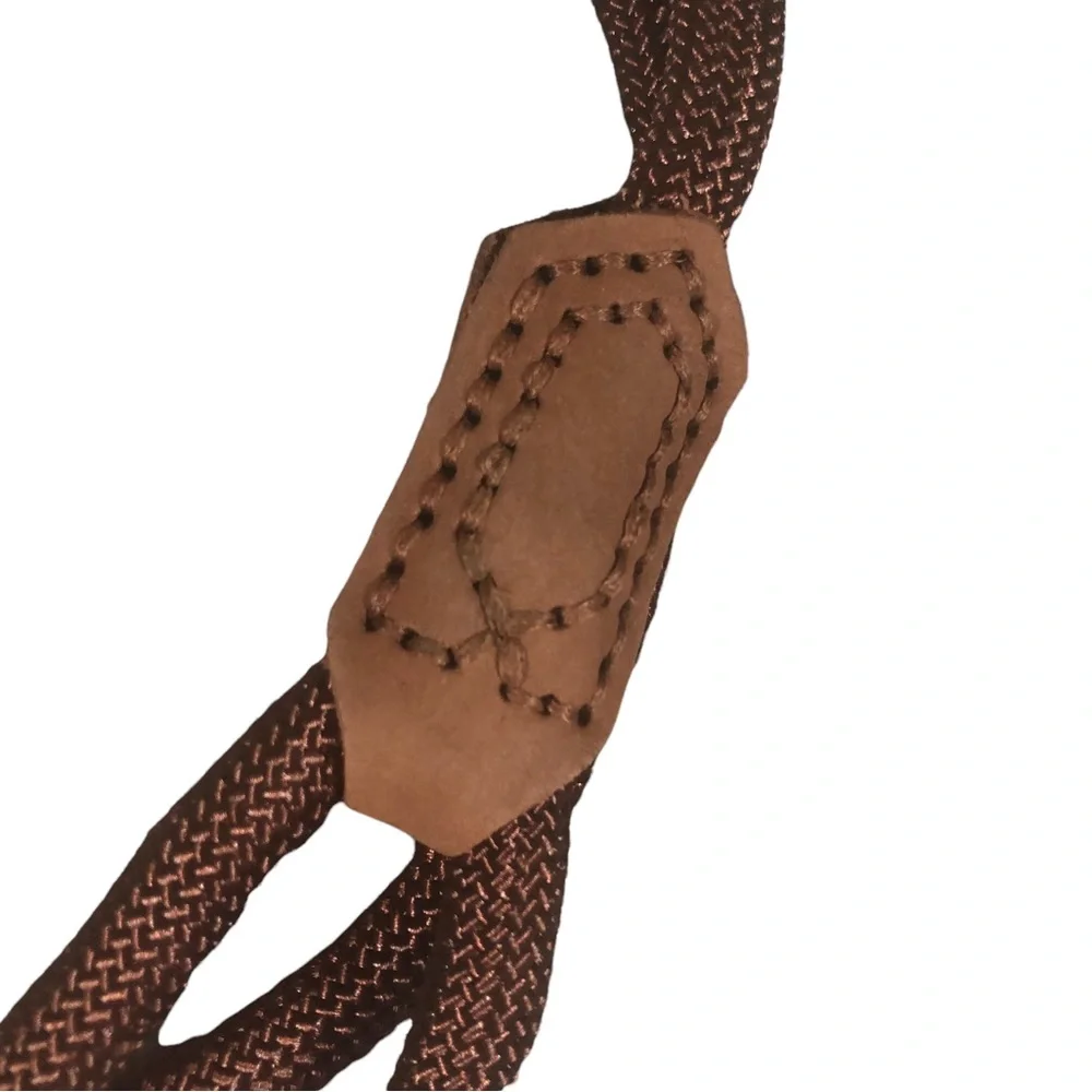 Brown Dog Leash Pet Heavy Duty Vegan Leather Detail Silver Tone Slide Latch Hook