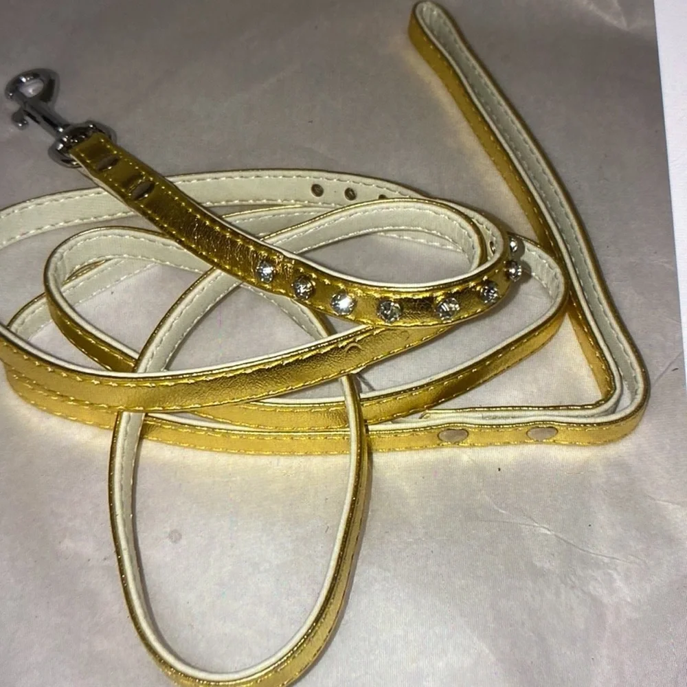 New dog leash gold rhinestone small dog.