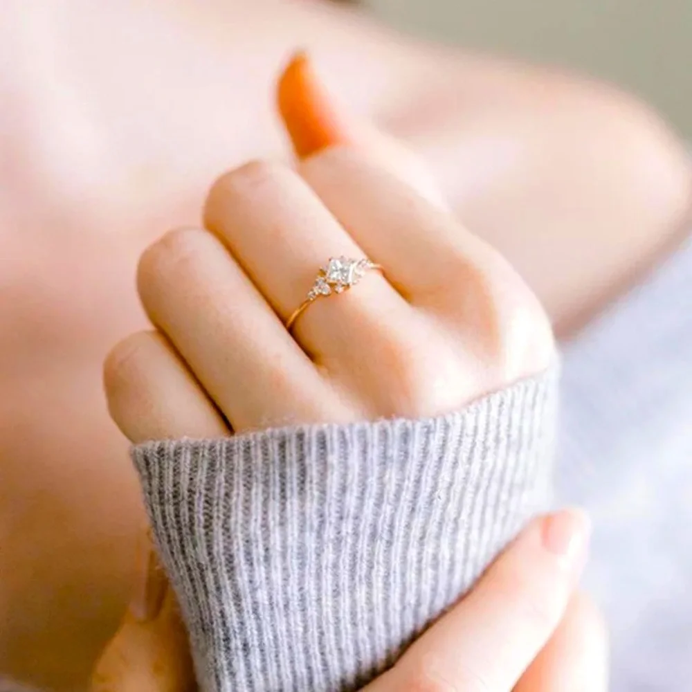 Gold Plated Dimond Simulator Minimalist Style Ring 💍