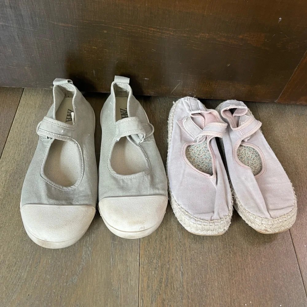 ZARA set of 2 pairs size 33  Girls Flat Dress Shoes