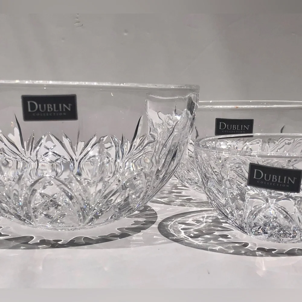 DUBLIN CRYSTAL BOWL SET  3 PIECES DIAMETER: 3 3/4, 5
