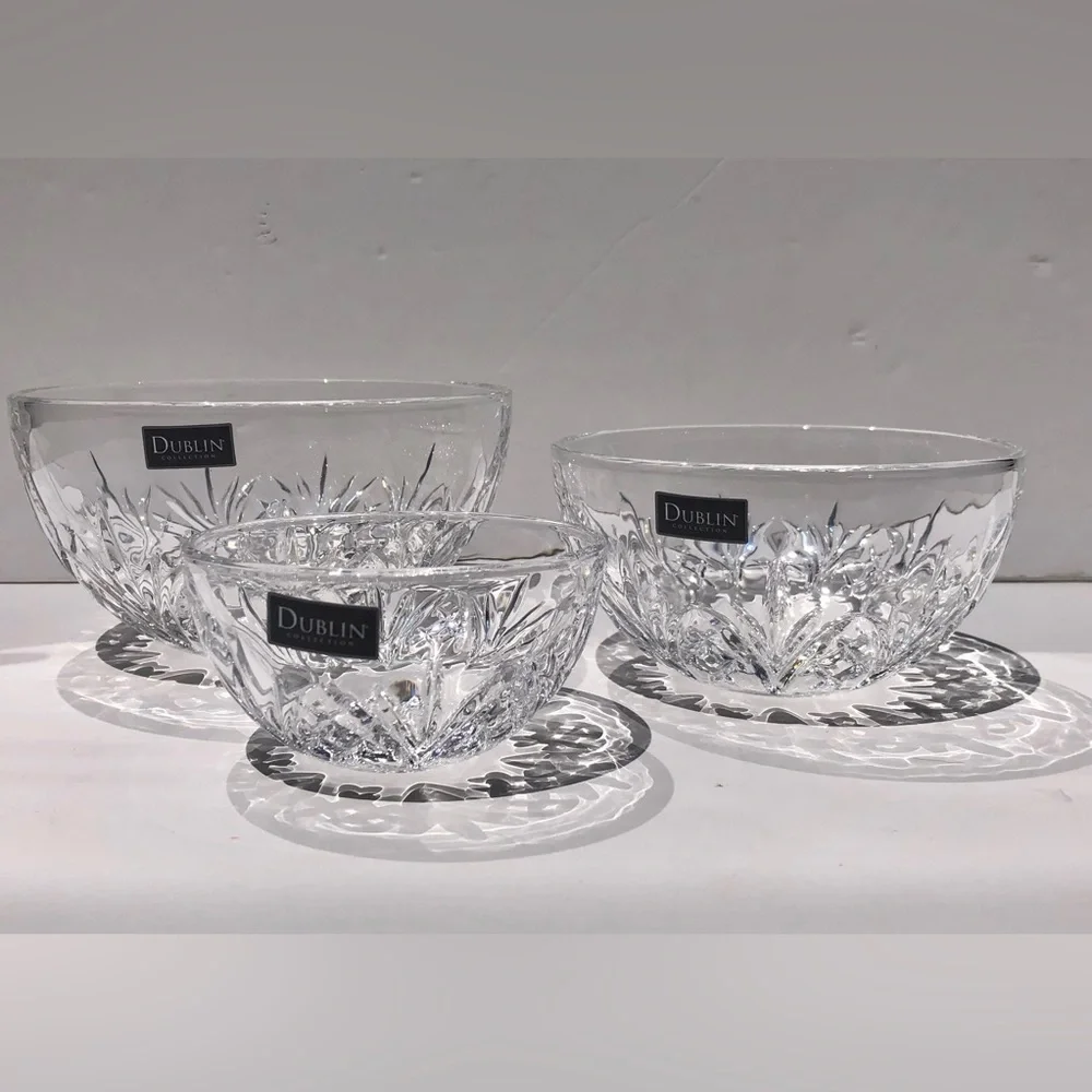 DUBLIN CRYSTAL BOWL SET  3 PIECES DIAMETER: 3 3/4, 5
