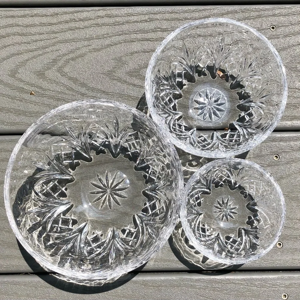 DUBLIN CRYSTAL BOWL SET  3 PIECES DIAMETER: 3 3/4, 5