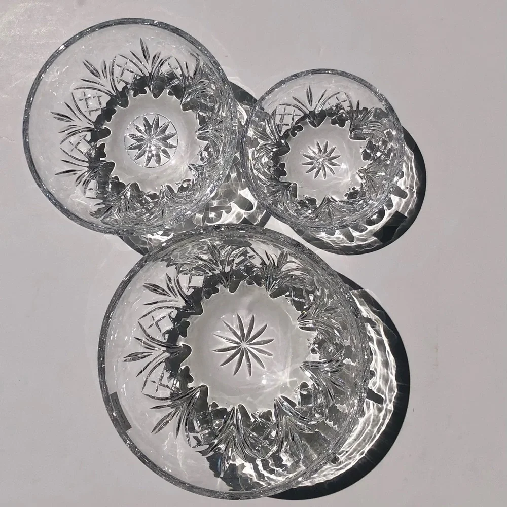 DUBLIN CRYSTAL BOWL SET  3 PIECES DIAMETER: 3 3/4, 5