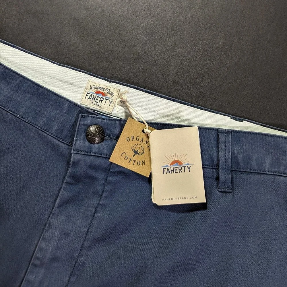 Faherty Island Life Shorts Size 42 Organic Cotton Blue Men`s Chino
