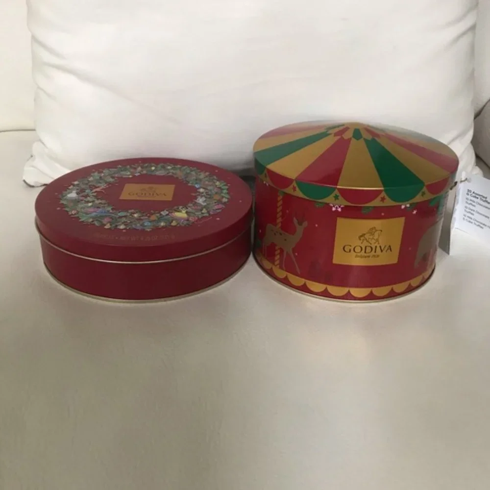Lot of 2 Godiva Collectible tin boxes