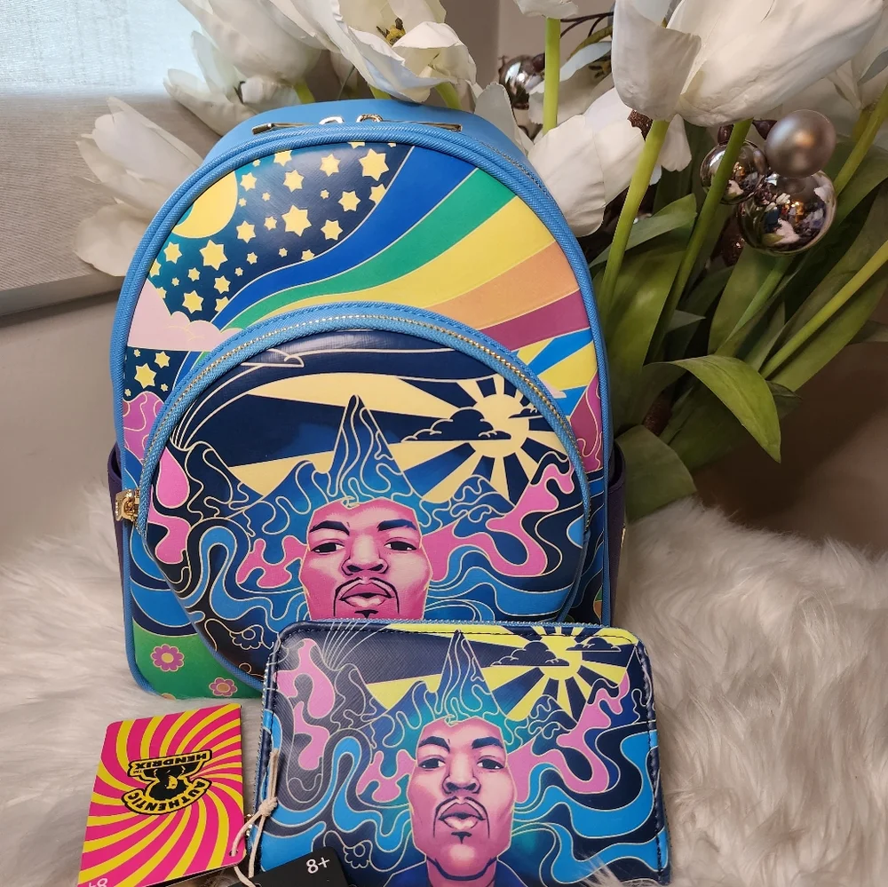 Jimi Hendrix Psychedelic Glow Landscape Wallet&Matching Backpack