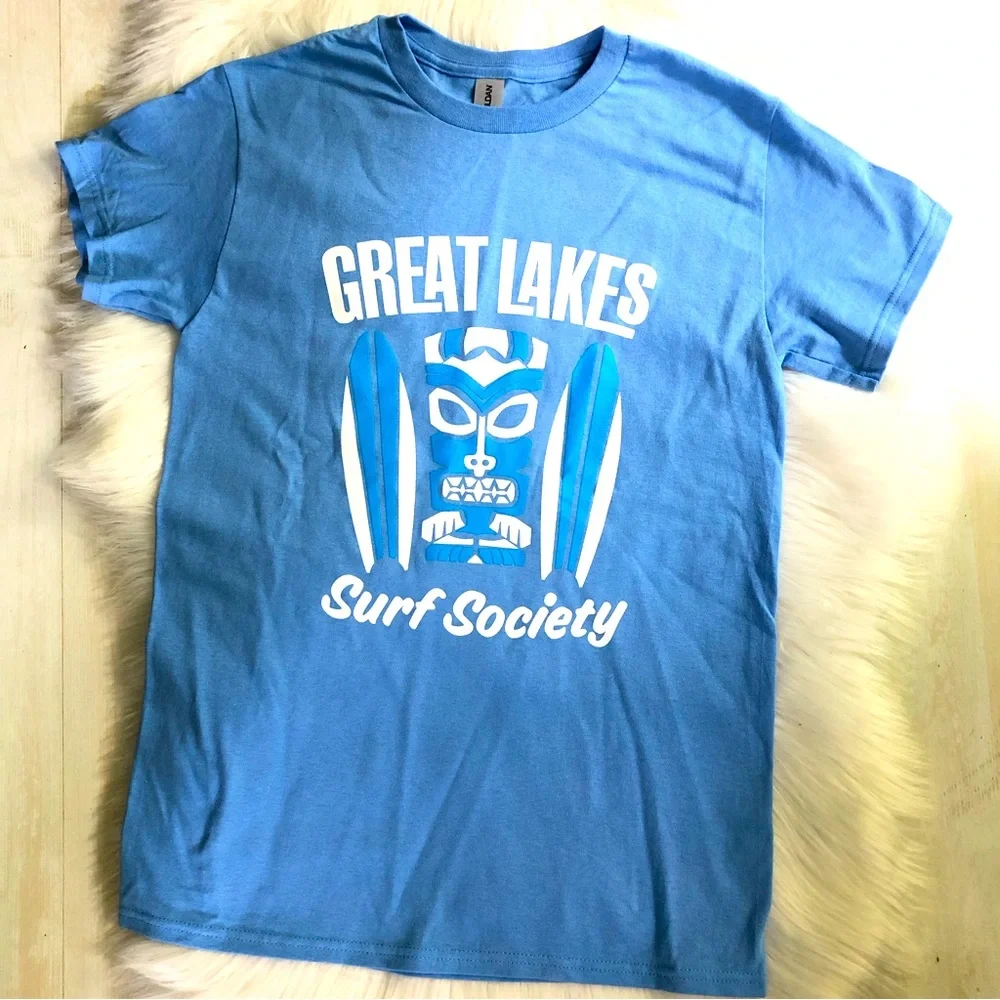 NWT Great Lakes Surf Society Tiki Surfing T-Shirt, S