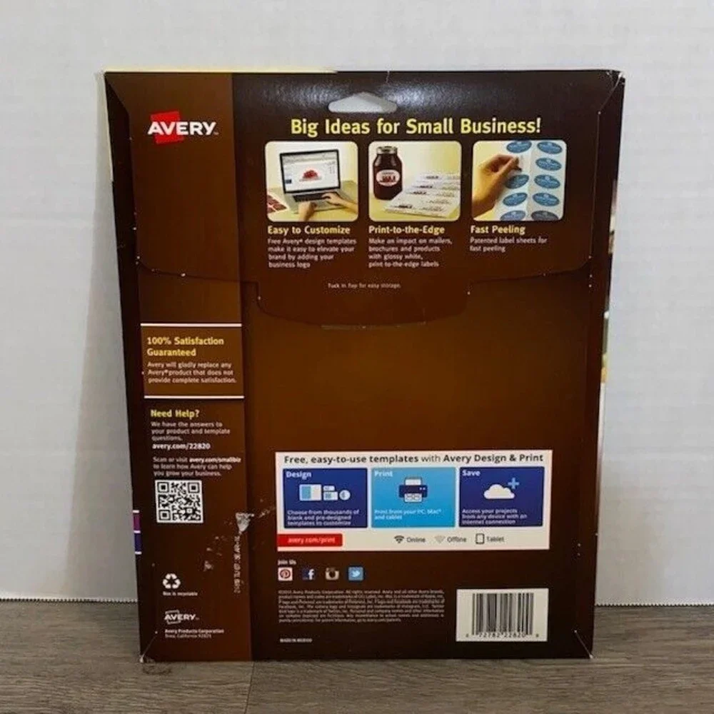 Avery Oval Print-To-The-Edge Labels, 2 X 3 1/3, White, 80/pack