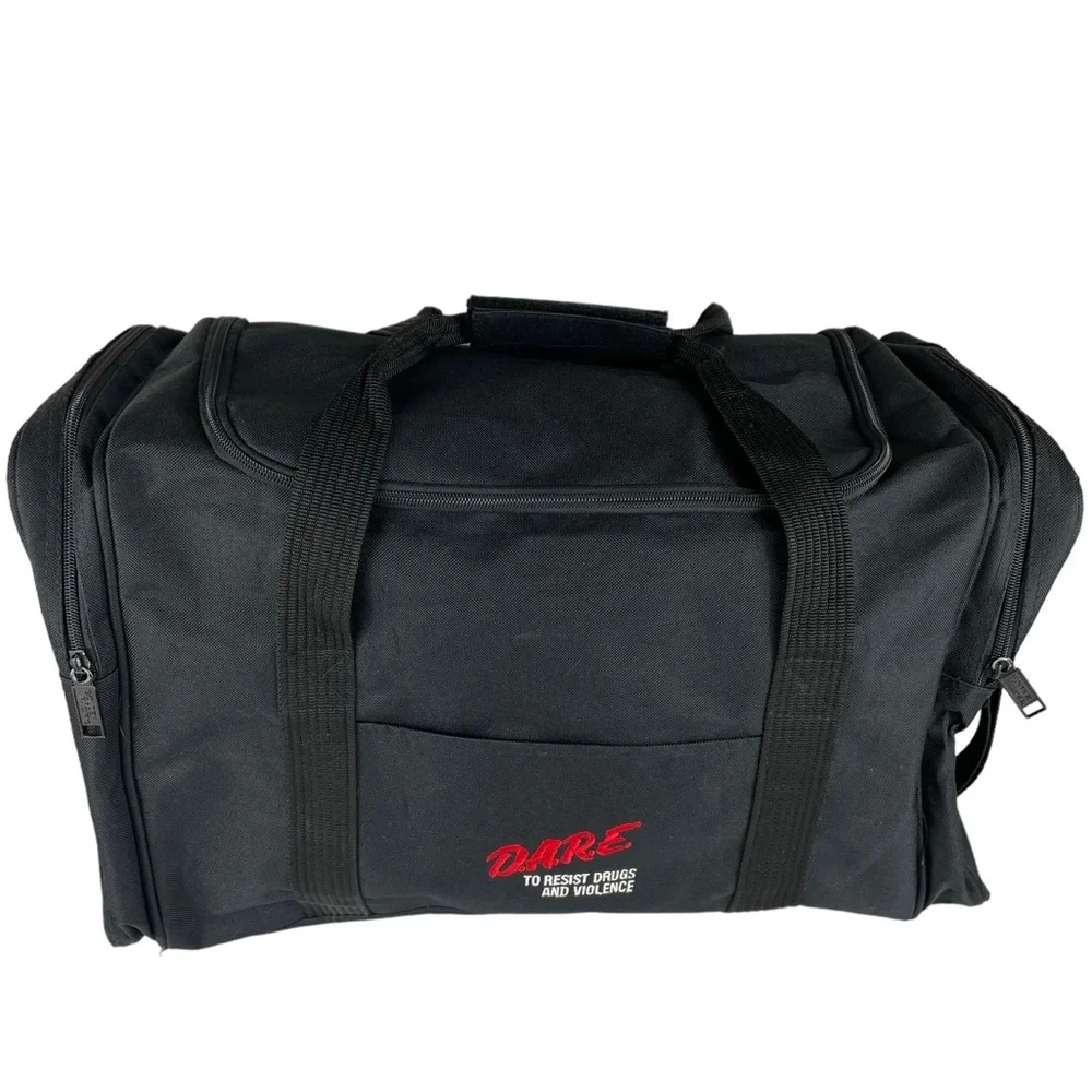 Vintage DARE Duffle Bag Large Sized Shoulder Strap Embroidered Logo Zipper Close