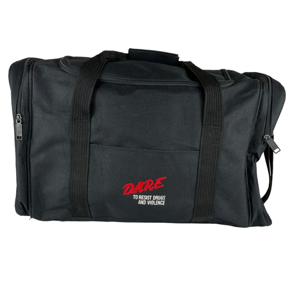 Vintage DARE Duffle Bag Large Sized Shoulder Strap Embroidered Logo Zipper Close