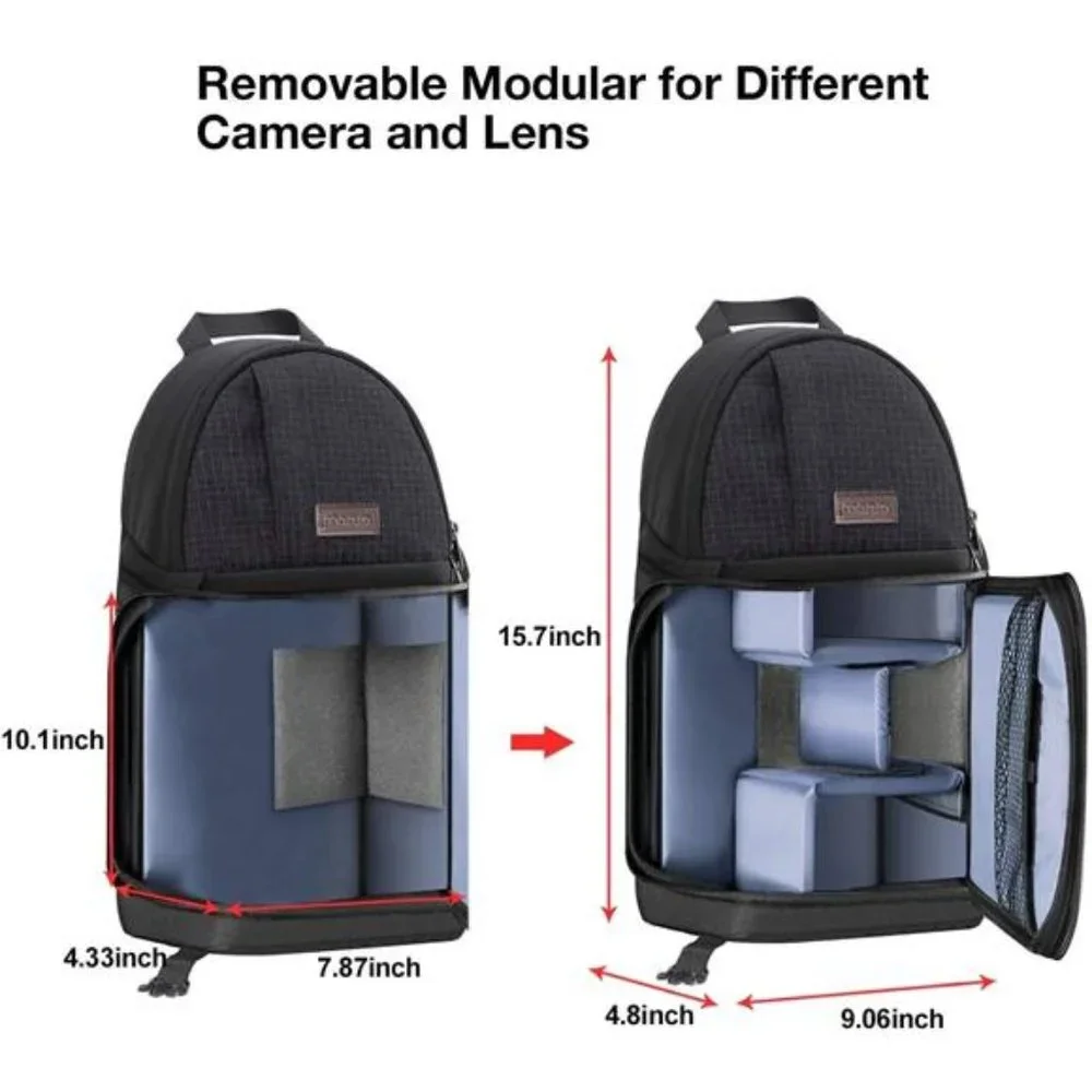 Camera Case Shockproof Backpack with Tripod Holder, Black