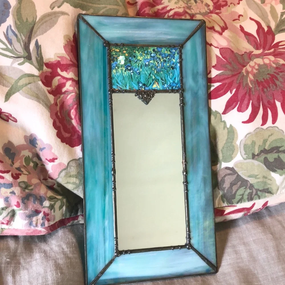 Vintage ‘83 Handcrafted Van Gogh Iris Mirror (Like New)
