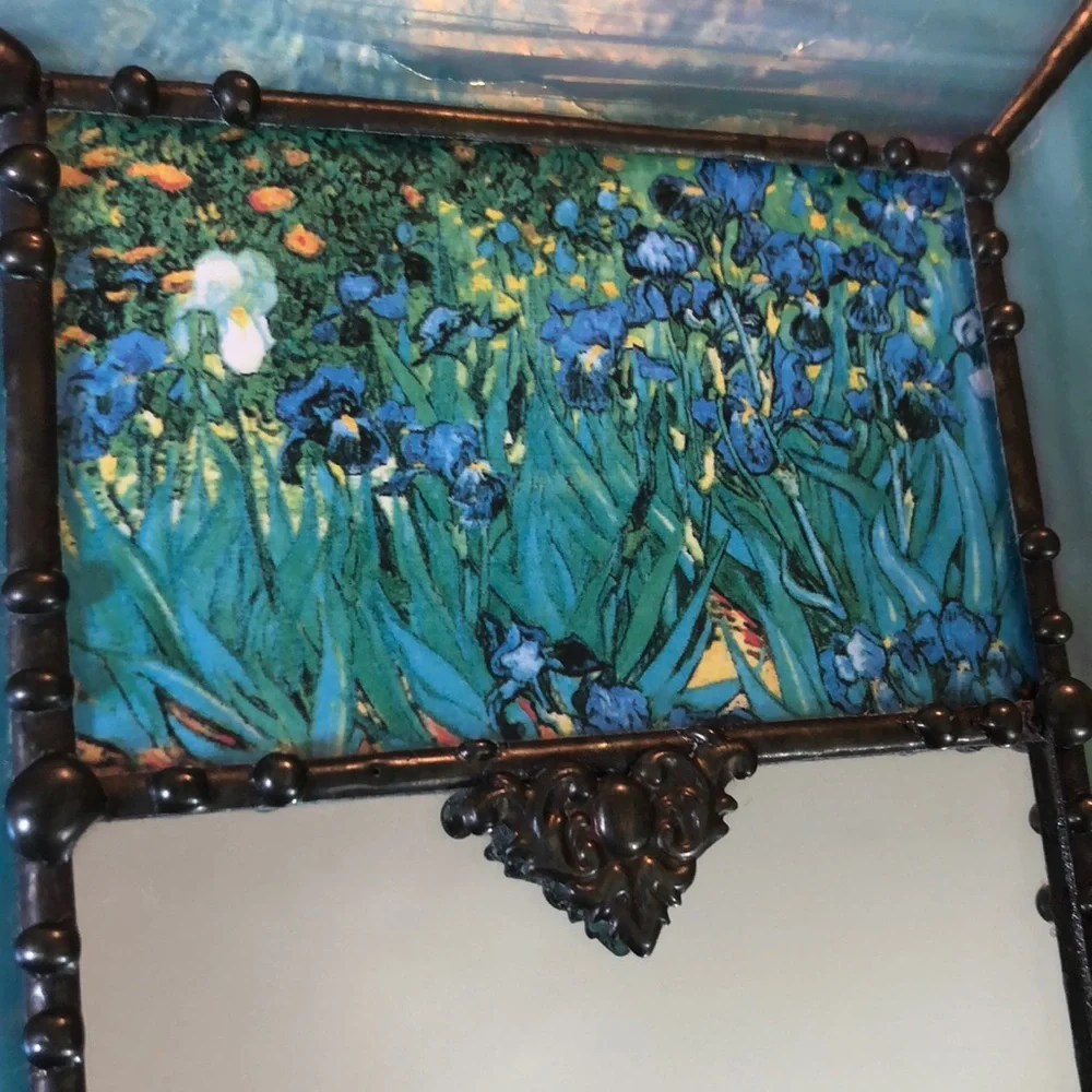 Vintage ‘83 Handcrafted Van Gogh Iris Mirror (Like New)