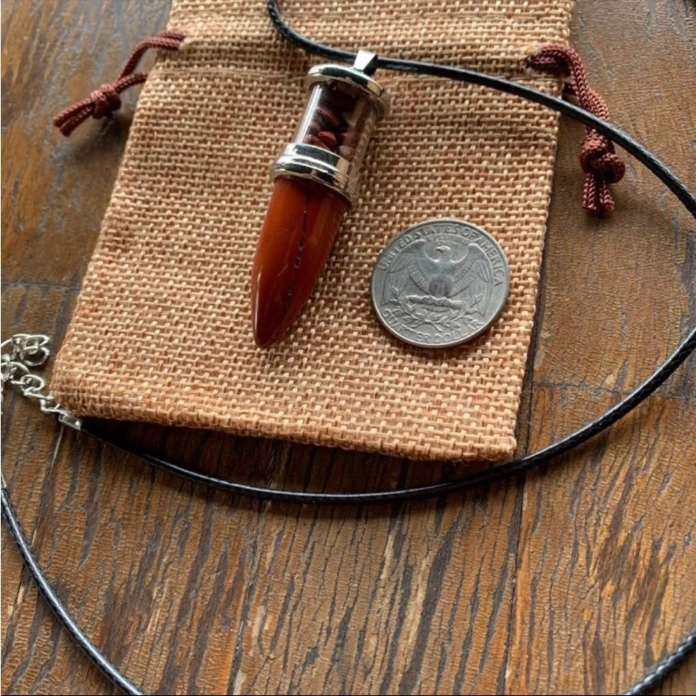 Red Jasper Necklace Crystal Bullet Necklace Unisex Red Jasper Necklace