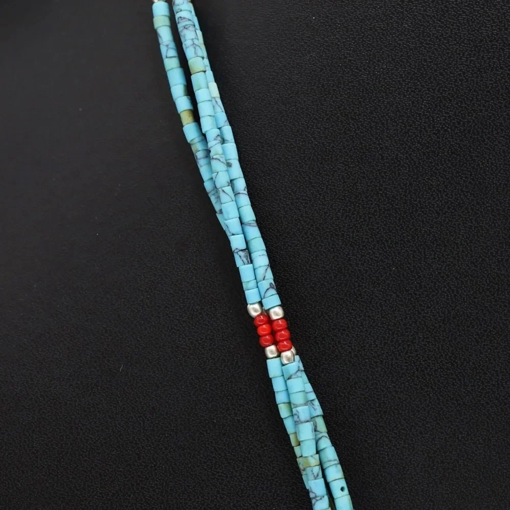 Tibetan silver turquoise and coral Nepali necklace