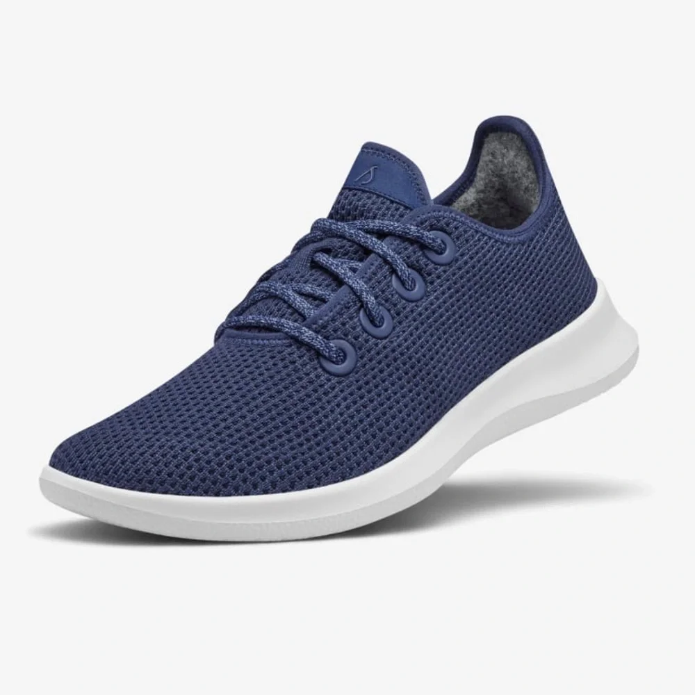 allbirds Men's Tree Runners Sneakers Marine Blue/White Sole 8