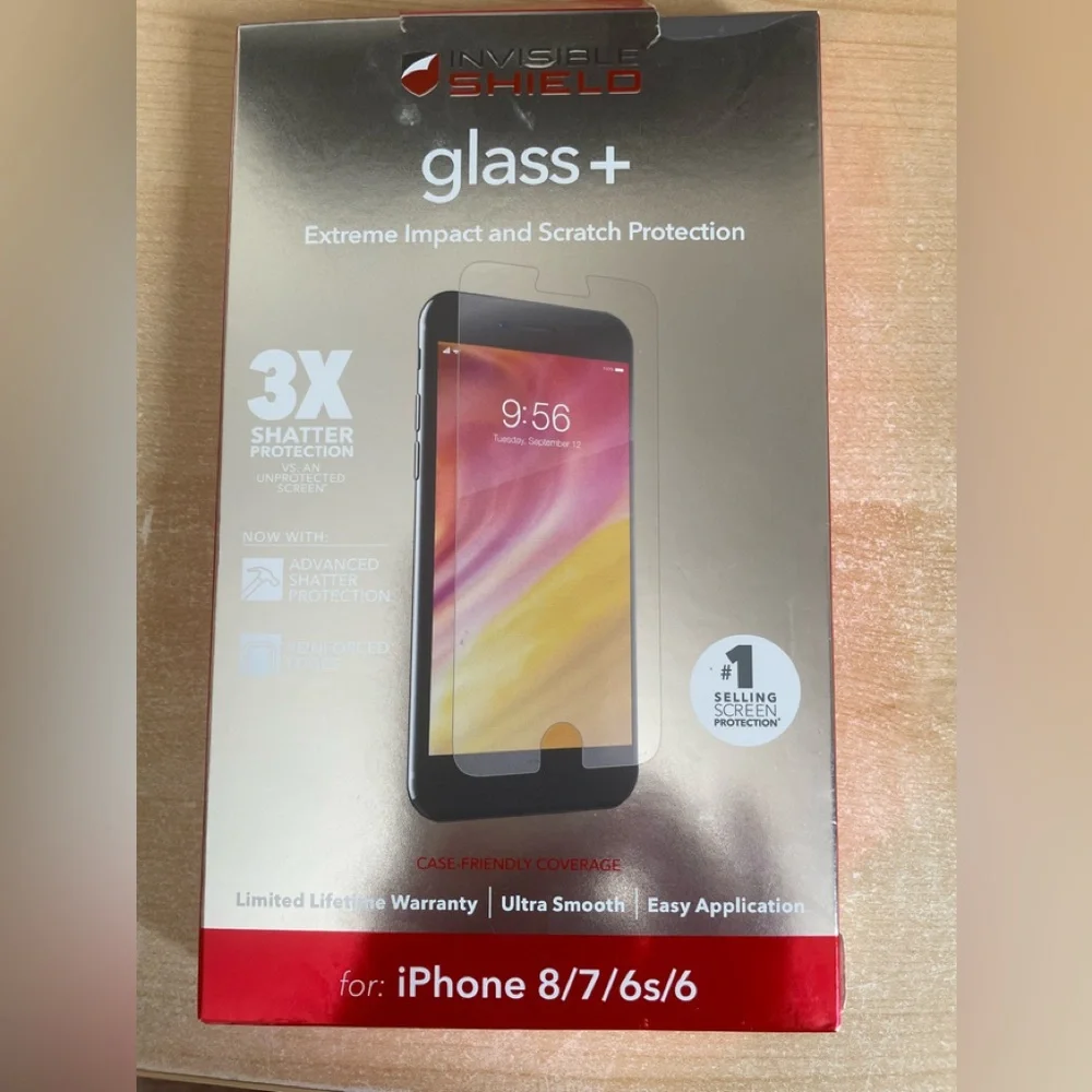 Invisible shield, glass plus phone protector.