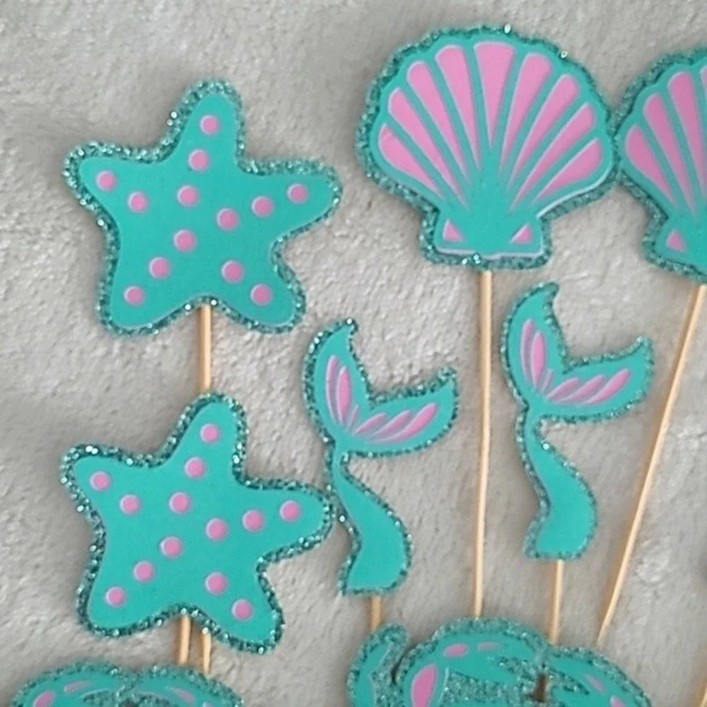 Mermaid theme cupcake toppers
