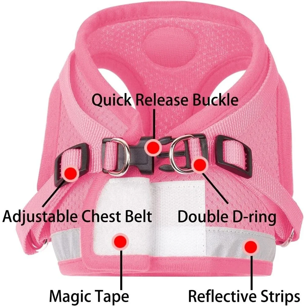Cat Harnesses and Puppy Harness with Leashes Set, Size XXS on Pink.