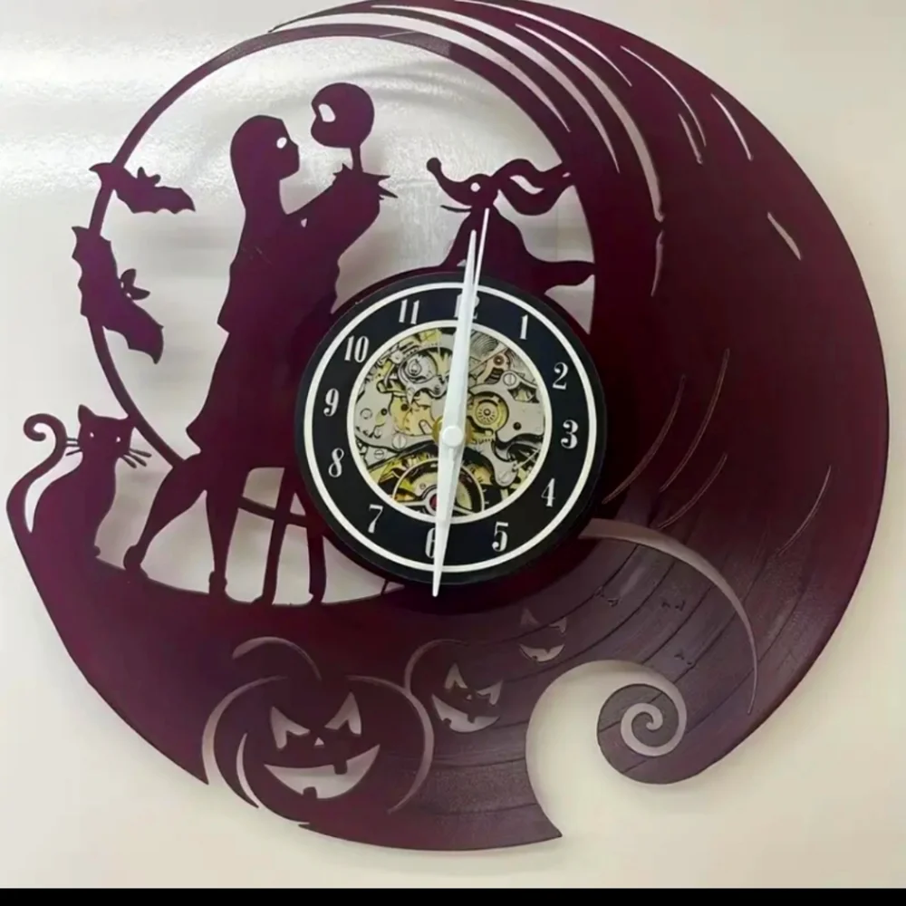 Jack Sally Skellington Nightmare before Christmas vinyl record wall clock.