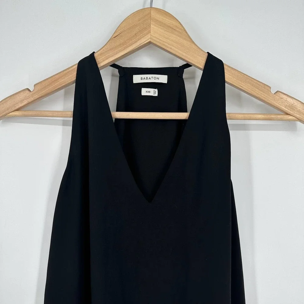 Aritzia Babaton Morris Blouse V-Neck Sleeveless Racerback Top Black
