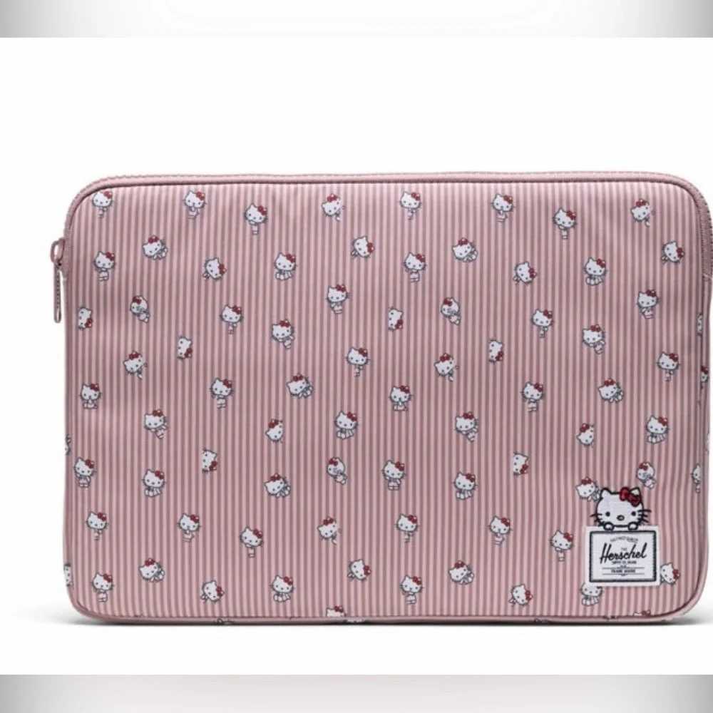 Herschel x Hello Kitty Blush ash rose laptop zipper bag 15” NWT RARE