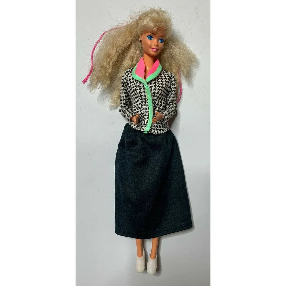 Vintage Barbie with Earrings Doll Clothes 1980s Christmas Nightie Dresses Socks