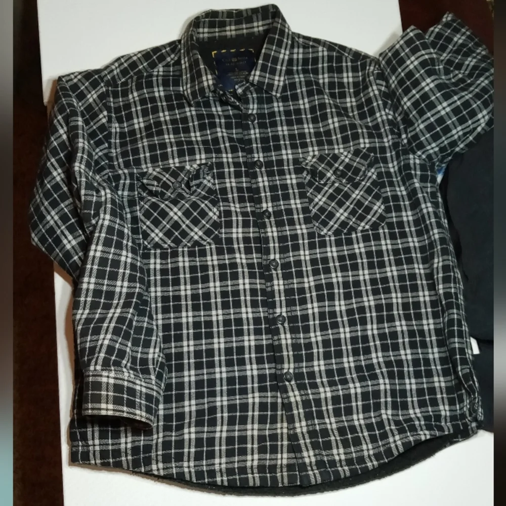 Club Room Men's Black White Shirt Jacket size LG